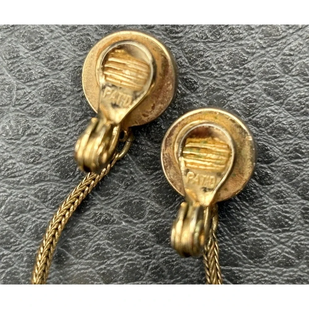 Vintage Monet Ball Dangle Drop Bead Earrings Clip-On Gold Tone